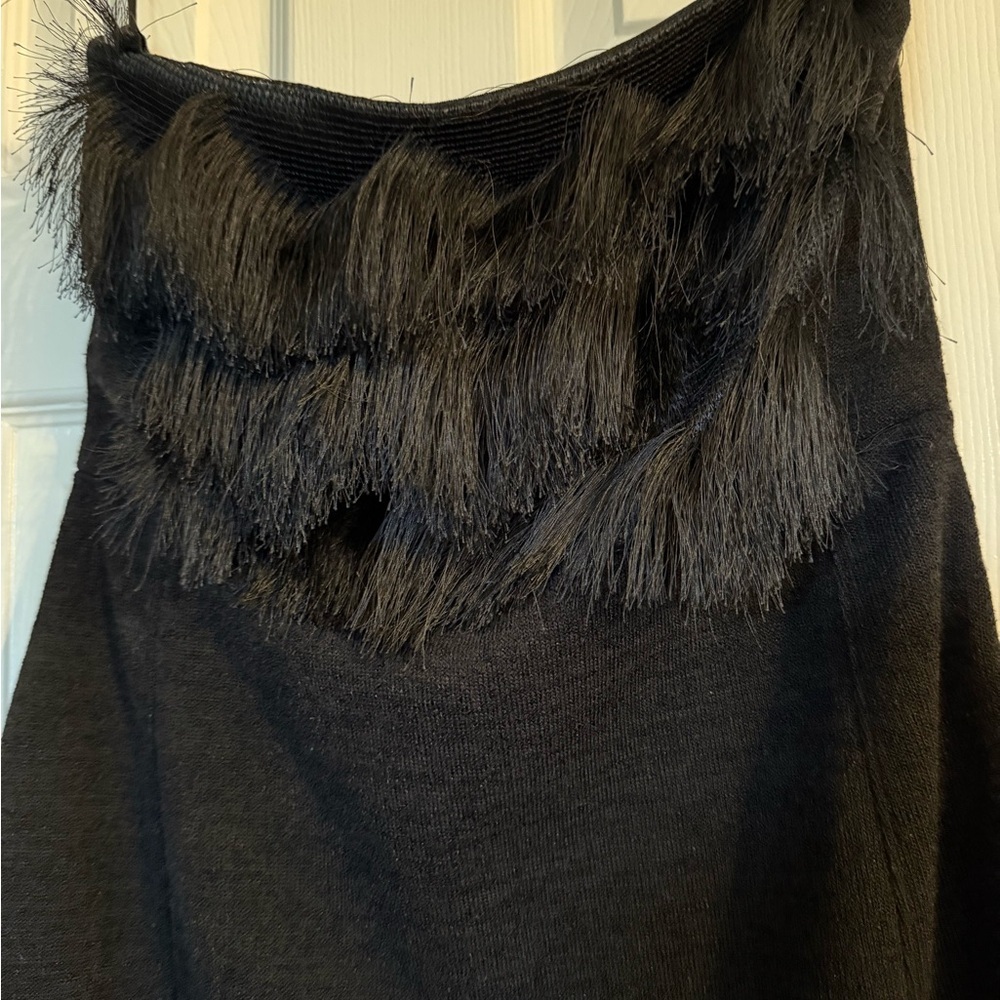 NWT Banana Republic Black Strapless Fringe Dress size 12 - Picture 3 of 9